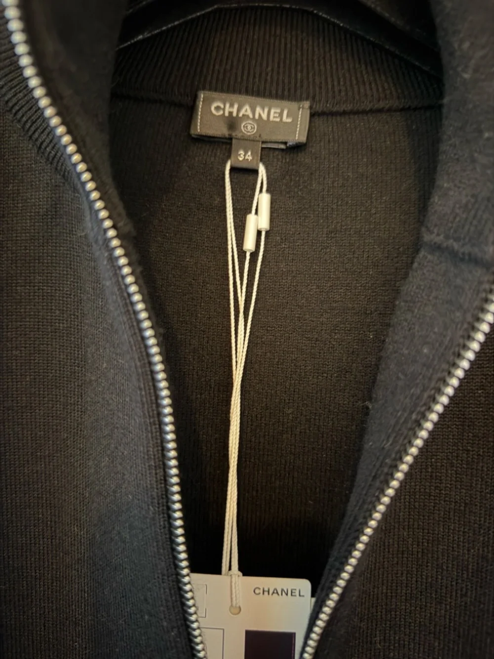 Chanel 26A Black Wool Quarter Zip Knitwear Size 34 Metiers D'art